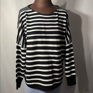 French Connection Chic Striped Black and White Sweater Size S